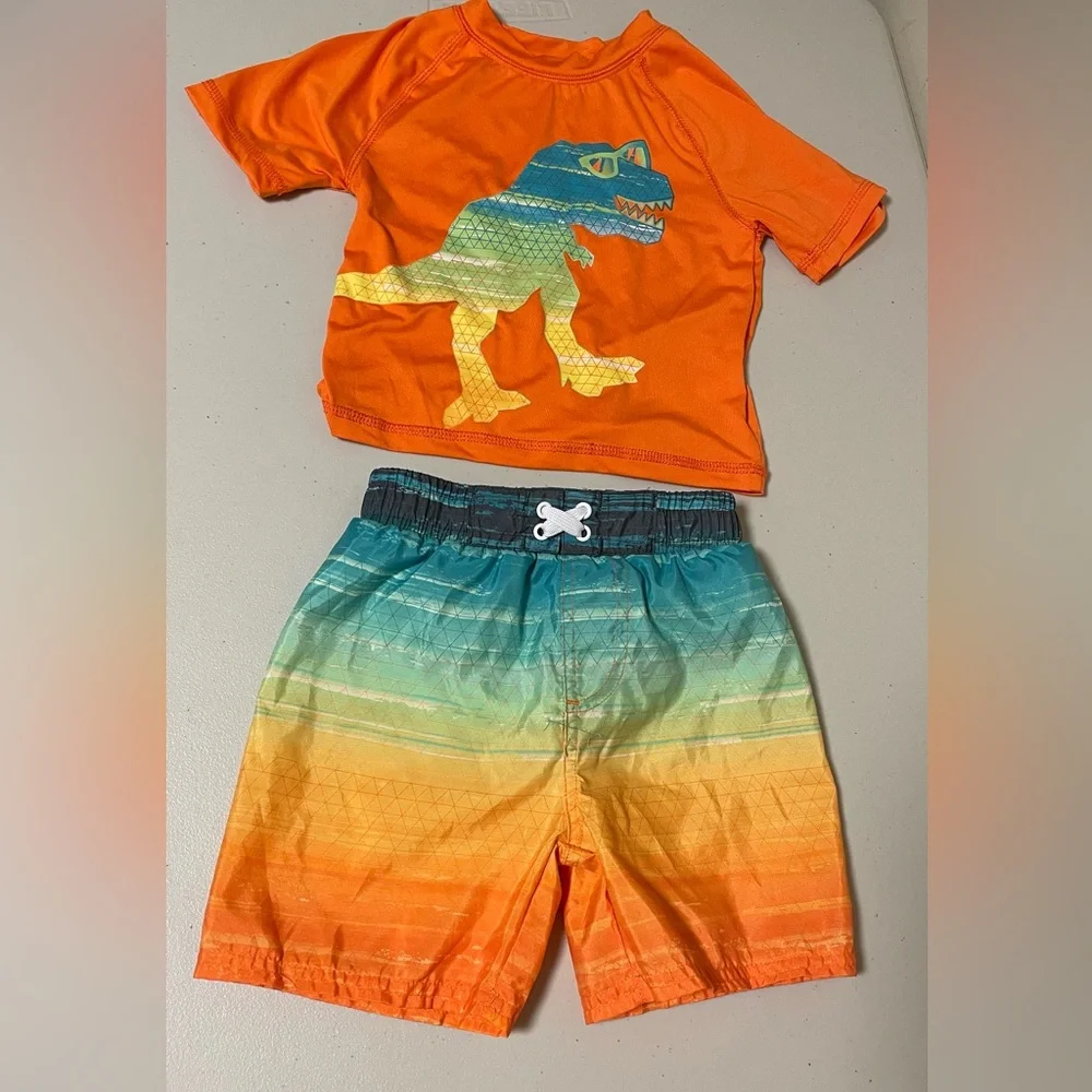 Kids Orange Dinosaur Swim Set